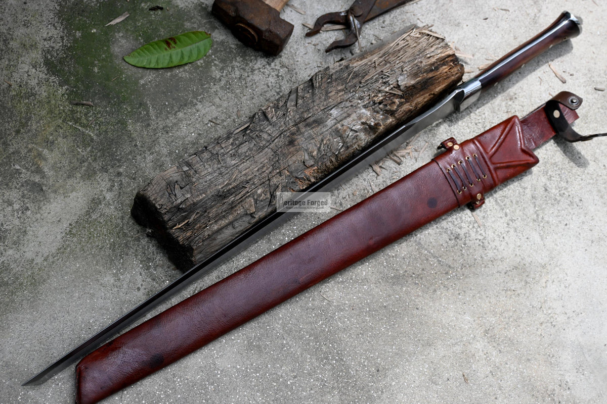 TANTO MACHETE / Large Jungle Machete/23 inches Long Blade Heavy duties machete/ Full tang/ Leaf spring of truck/ Tempered/Sharpen/Working