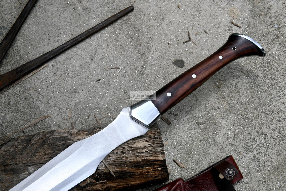 TANTO MACHETE / Large Jungle Machete/23 inches Long Blade Heavy duties machete/ Full tang/ Leaf spring of truck/ Tempered/Sharpen/Working