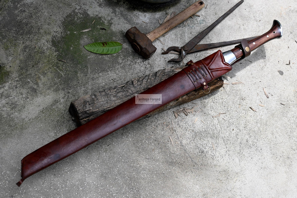 TANTO MACHETE / Large Jungle Machete/23 inches Long Blade Heavy duties machete/ Full tang/ Leaf spring of truck/ Tempered/Sharpen/Working