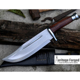 BOWIE KNIFE / 10 inches long Blade Hunting knife / Hand forged knife / Made from Leaf spring of truck / Tempered / Sharpen/ Ready to use