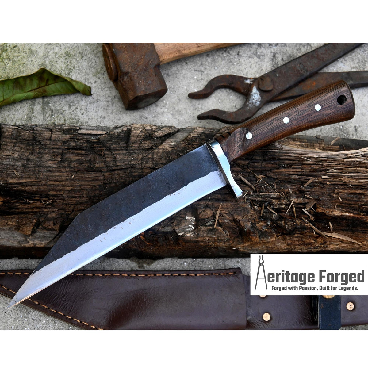 SEAX KNIFE / 8 inches long Blade Hunting knife / Hand forged knife / Made from Leaf spring of truck / Tempered / Sharpen/ Ready to use
