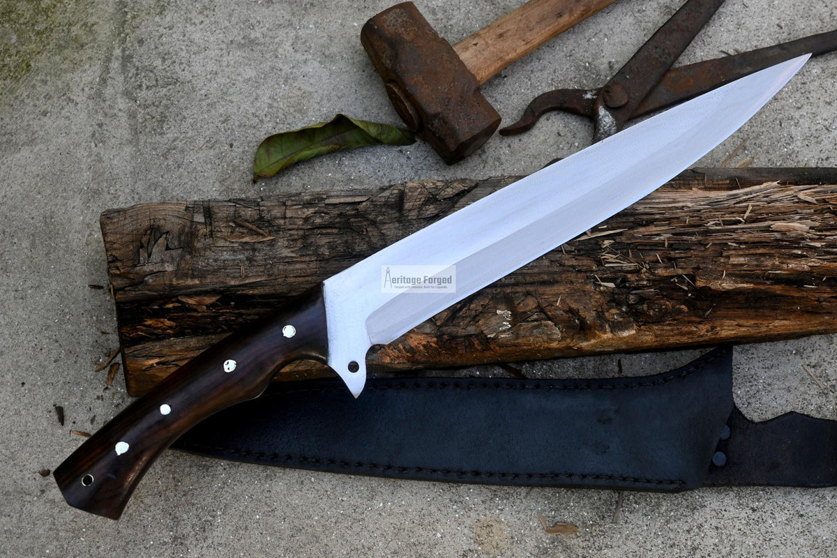 SKINNING KNIFE / 13 inches long Blade Hunting knife / Hand forged knife / Made from Leaf spring of truck / Tempered / Sharpen/ Ready to use