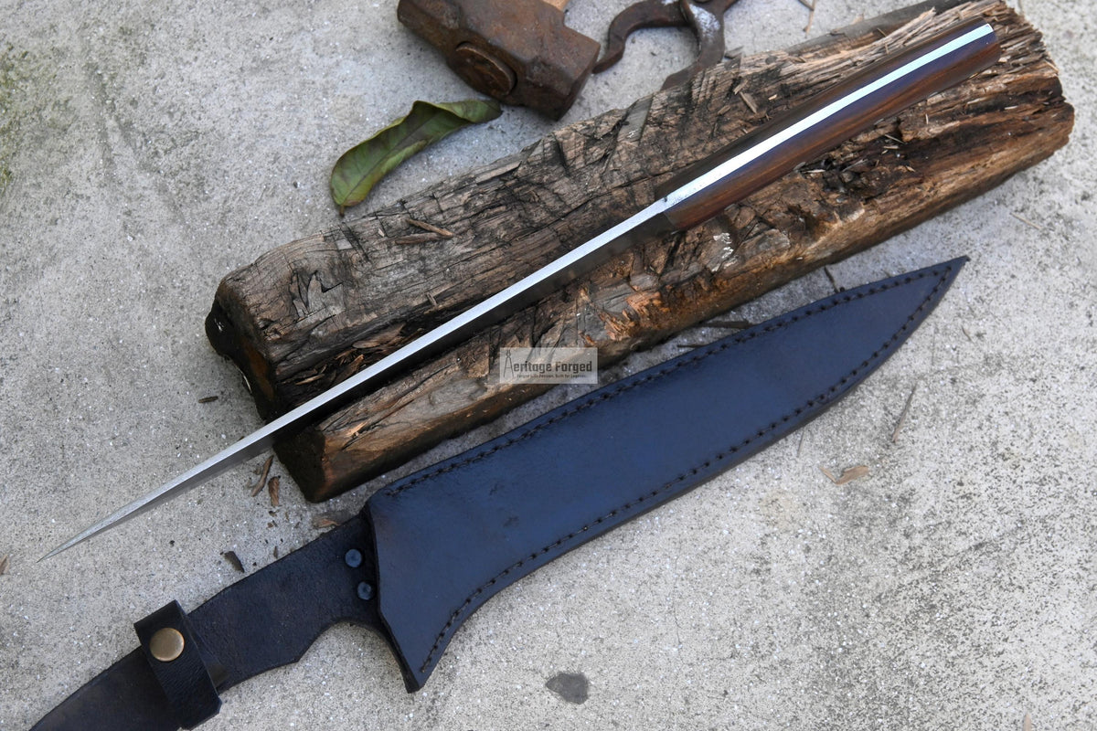 SKINNING KNIFE / 13 inches long Blade Hunting knife / Hand forged knife / Made from Leaf spring of truck / Tempered / Sharpen/ Ready to use