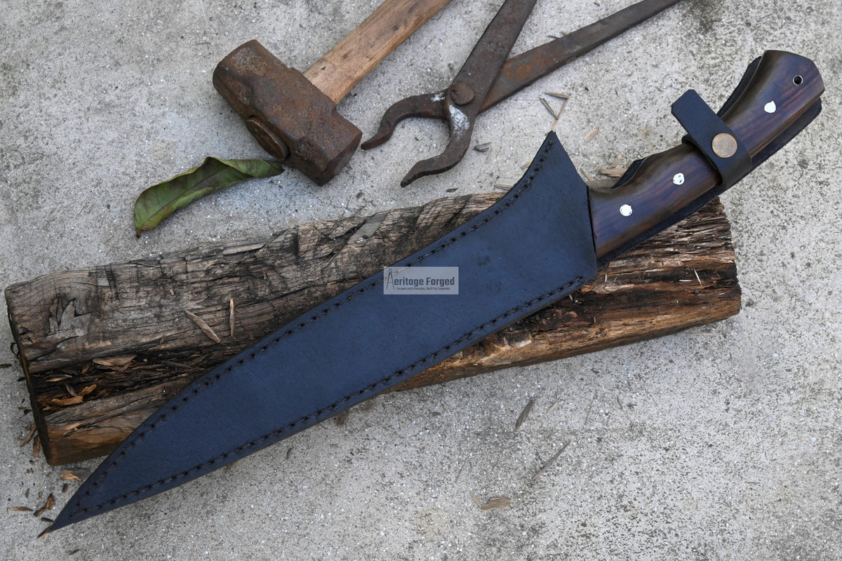 SKINNING KNIFE / 13 inches long Blade Hunting knife / Hand forged knife / Made from Leaf spring of truck / Tempered / Sharpen/ Ready to use