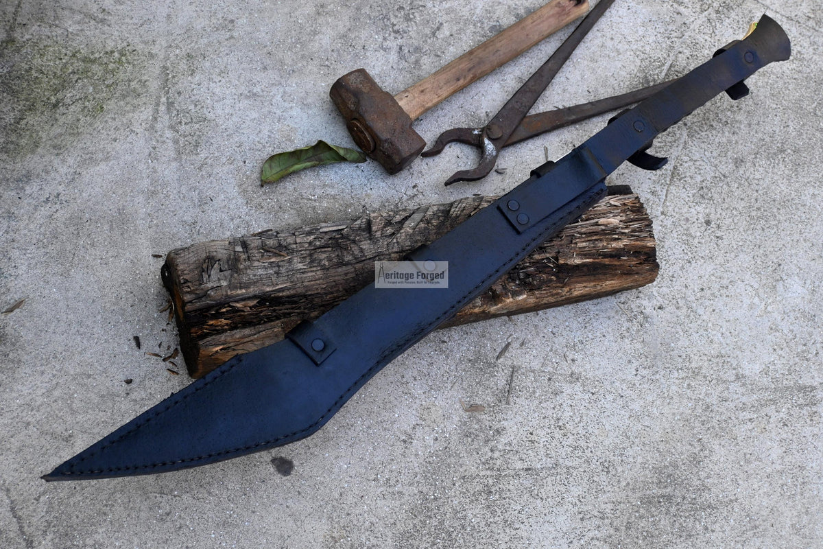 TANTO MACHETE / Large Jungle Machete/20 inches Long Blade Heavy duties machete/ Full tang/ Leaf spring of truck/ Tempered/Sharpen/Working