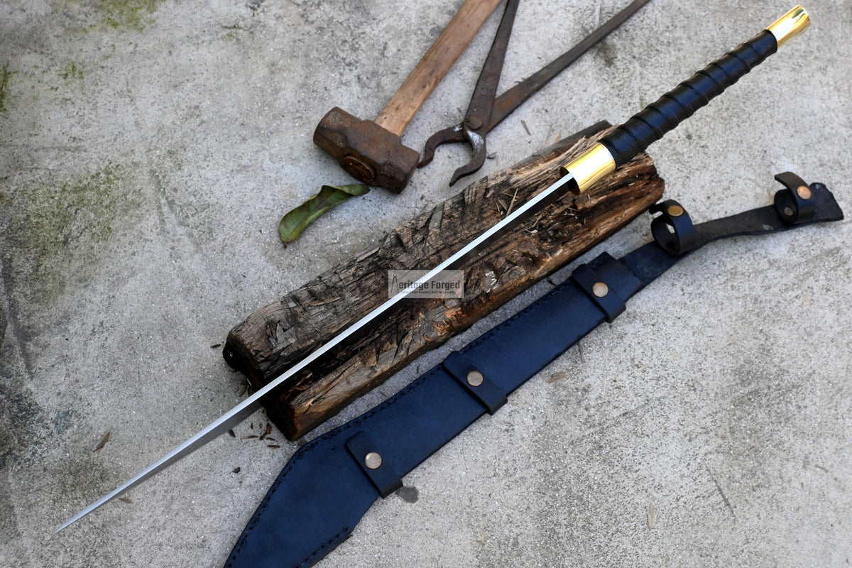 TANTO MACHETE / Large Jungle Machete/20 inches Long Blade Heavy duties machete/ Full tang/ Leaf spring of truck/ Tempered/Sharpen/Working