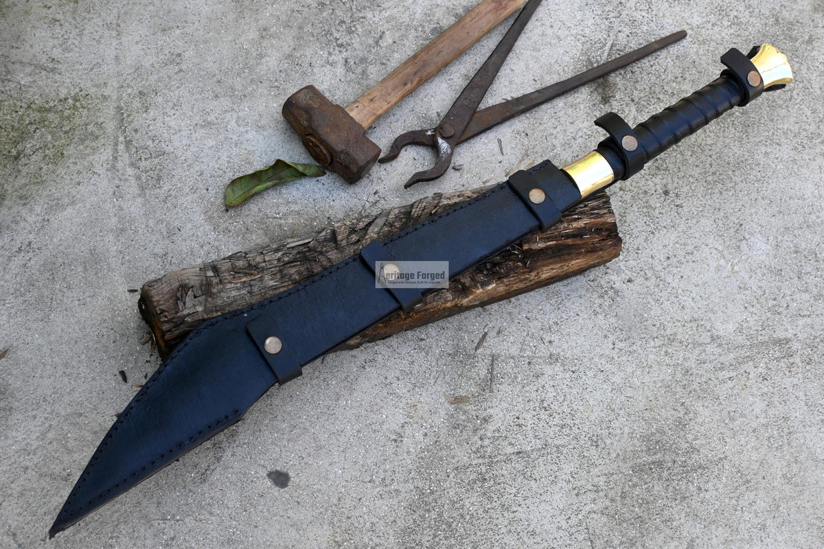 TANTO MACHETE / Large Jungle Machete/20 inches Long Blade Heavy duties machete/ Full tang/ Leaf spring of truck/ Tempered/Sharpen/Working