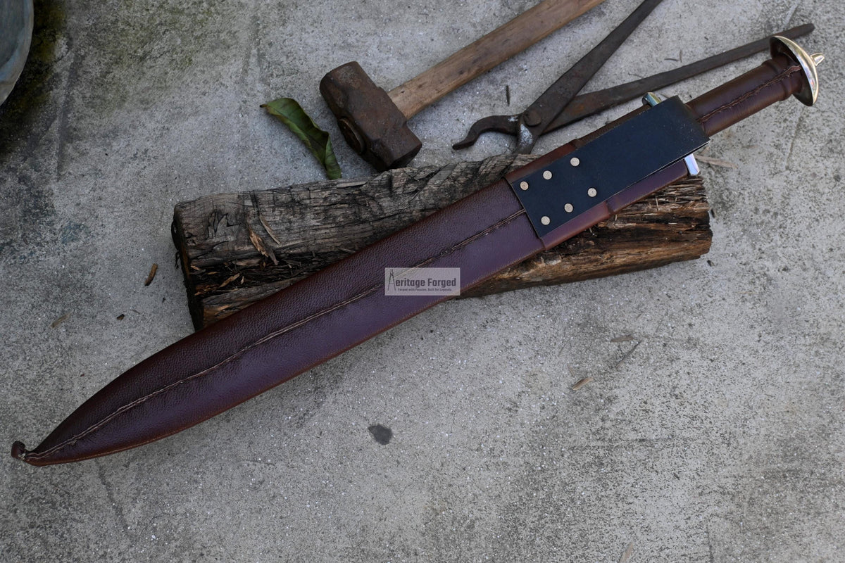 VIKING SWORD/21 inches Long Blade hand Made Sword/Leaf spring of truck/Rosewood Handle/Sharpen/Tempered/Flower pattern etched sword