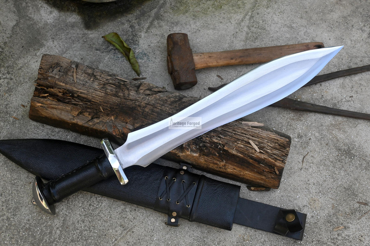 SHORT GLADIUS SWORD/16 inches Long Blade hand forged Sword/Leaf spring of truck/Rosewood Handle/Sharpen/Tempered/Ready to use/knife/knives