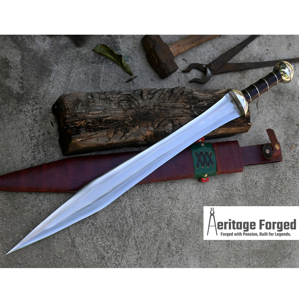 GLADIUS SWORD /22 inches long Blade Hand Forged Sword/ Gladius Machete/Handmade from Leaf spring of Truck-Balance water tempered/Sharp