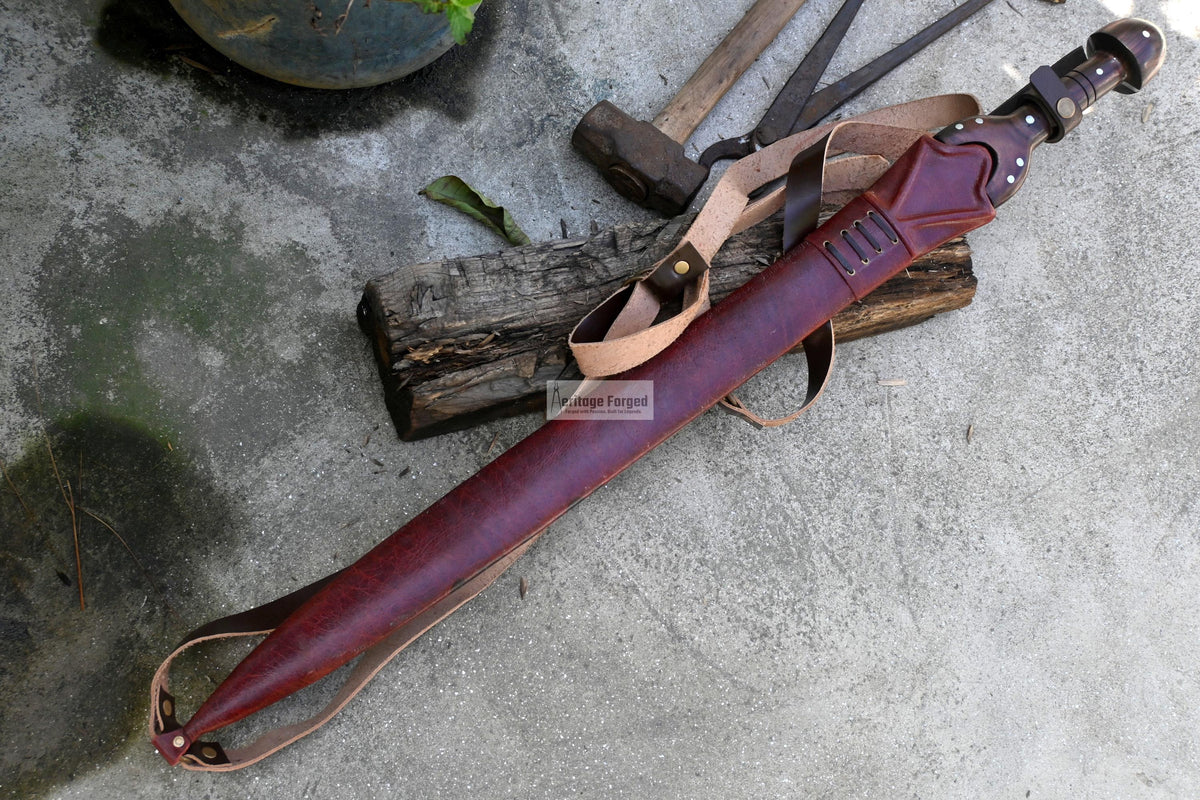 BRONZE AGE SWORD/25 inches Long Blade hand forged Sword/Leaf spring of truck/Rosewood Handle/Sharpen/Tempered/Ready to use/knife/knives