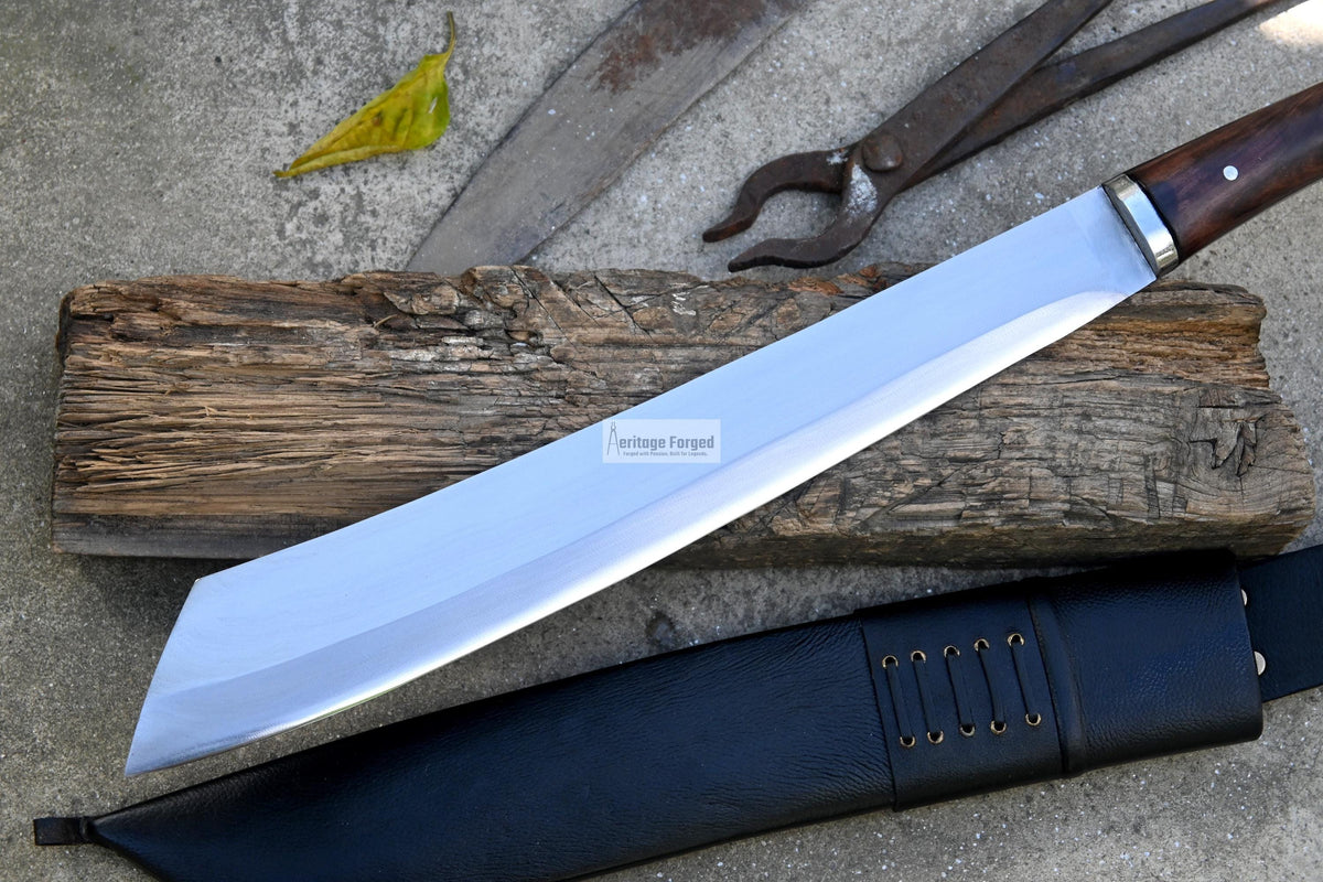 PARANG MACHETE / Large Jungle Machete/16 inches Long Blade Heavy duties machete/ Full tang/ Leaf spring of truck/ Tempered/Sharpen/Working
