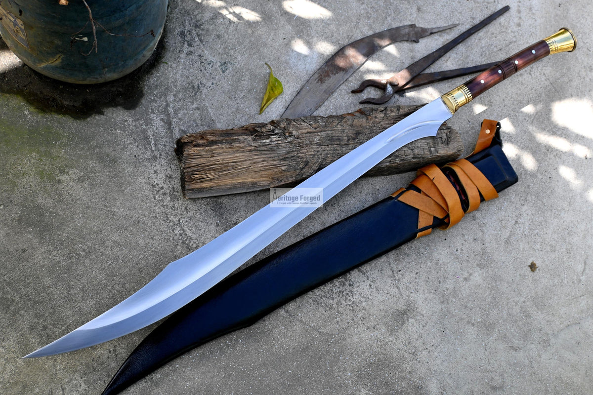 SCIMITAR SWORD/29 inches Long Blade hand forged Sword/Leaf spring of truck/Rosewood Handle/Sharpen/Tempered/Ready to use/knife/knives