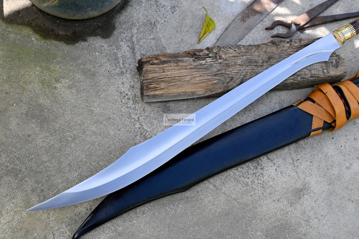 SCIMITAR SWORD/29 inches Long Blade hand forged Sword/Leaf spring of truck/Rosewood Handle/Sharpen/Tempered/Ready to use/knife/knives