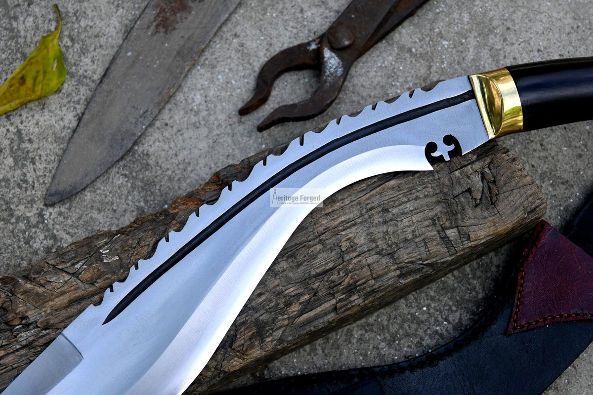 KUKRI MACHETE / Large Jungle Machete/ 16 inches Long Blade Heavy duties khukuri / Full tang/ Leaf spring of truck/ Tempered/Sharpen/Working