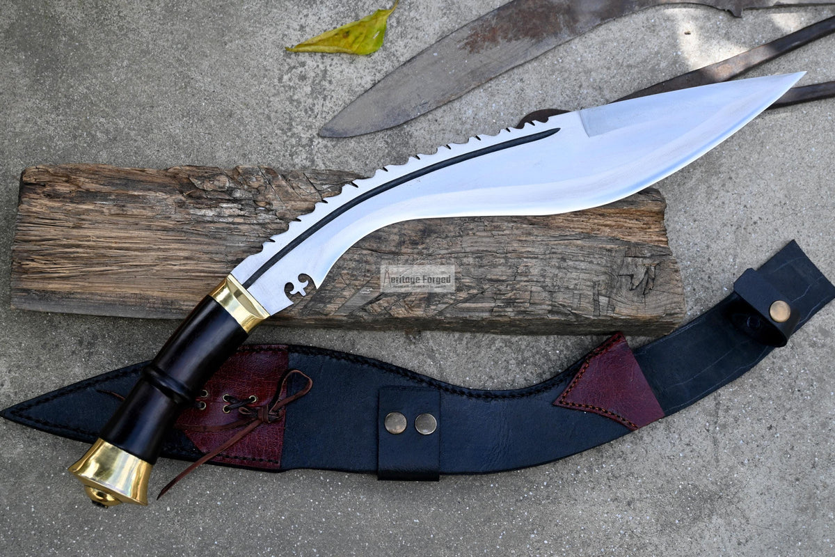 KUKRI MACHETE / Large Jungle Machete/ 16 inches Long Blade Heavy duties khukuri / Full tang/ Leaf spring of truck/ Tempered/Sharpen/Working