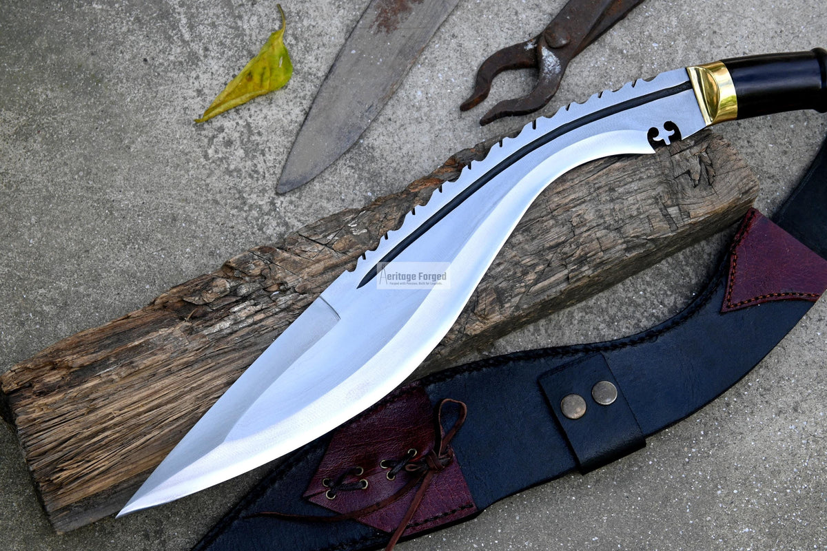 KUKRI MACHETE / Large Jungle Machete/ 16 inches Long Blade Heavy duties khukuri / Full tang/ Leaf spring of truck/ Tempered/Sharpen/Working