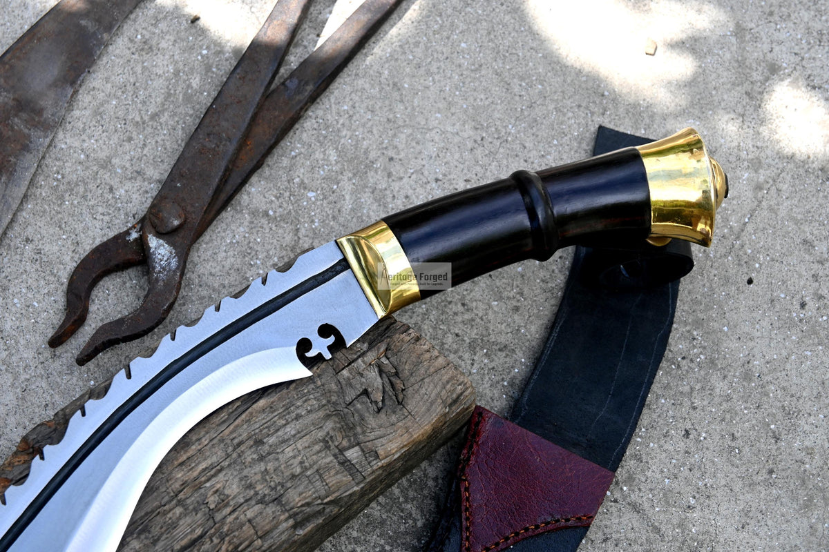 KUKRI MACHETE / Large Jungle Machete/ 16 inches Long Blade Heavy duties khukuri / Full tang/ Leaf spring of truck/ Tempered/Sharpen/Working