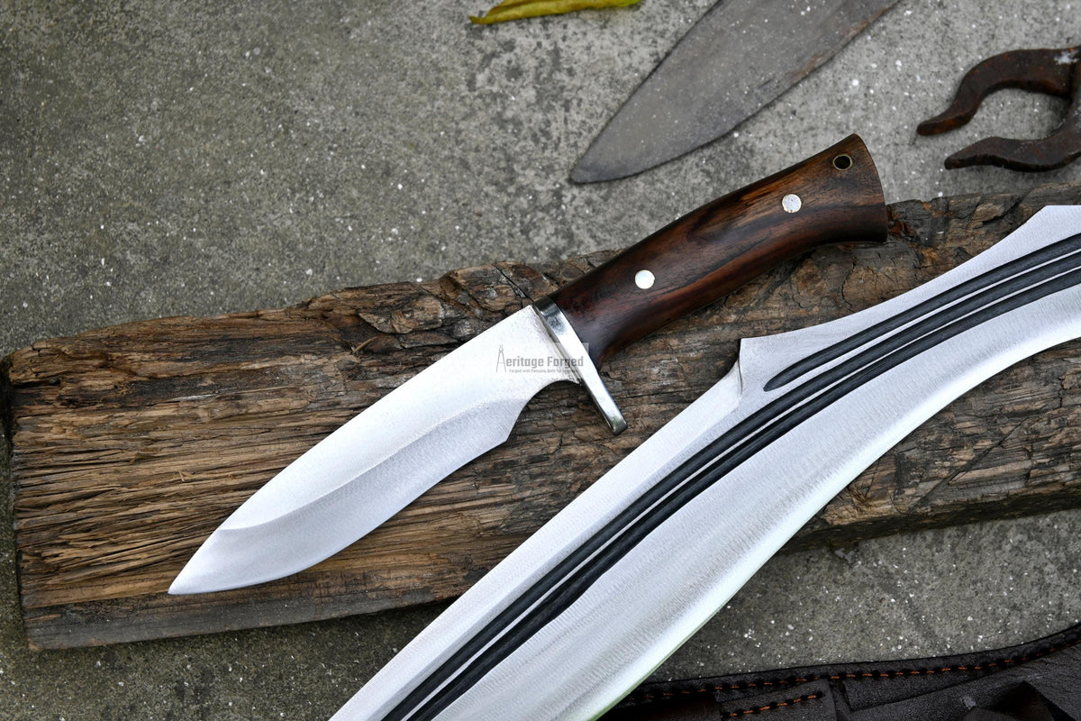 KUKRI MACHETE / Large Jungle Machete/ 15 inches Long Blade Heavy duties khukuri / Full tang/ Leaf spring of truck/ Tempered/Sharpen/Working