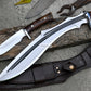 KUKRI MACHETE / Large Jungle Machete/ 15 inches Long Blade Heavy duties khukuri / Full tang/ Leaf spring of truck/ Tempered/Sharpen/Working
