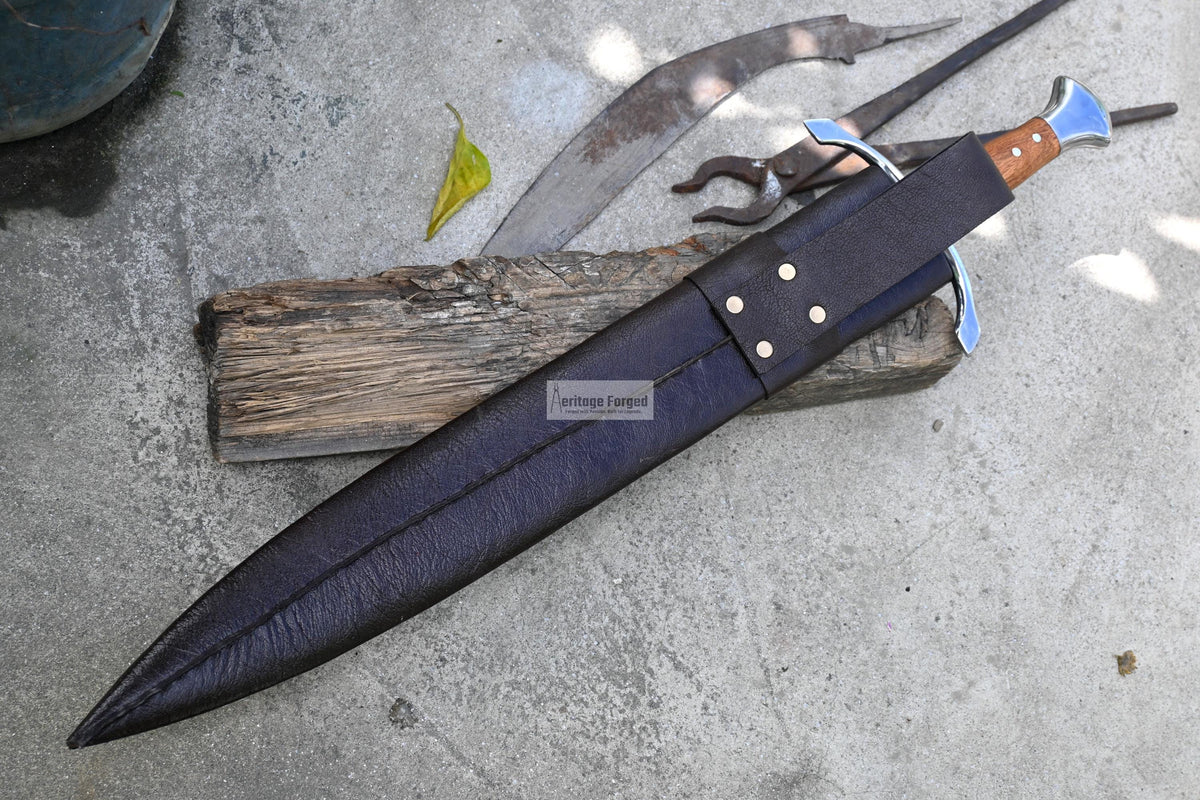 CELTIC LEAF SWORD / 21 inches Long Blade hand forged Sword/Leaf spring of truck/White wood Handle/Sharpen/Tempered/Ready to use/knife/knives