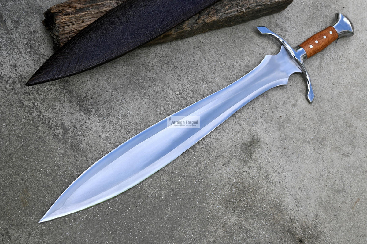 CELTIC LEAF SWORD / 21 inches Long Blade hand forged Sword/Leaf spring of truck/White wood Handle/Sharpen/Tempered/Ready to use/knife/knives