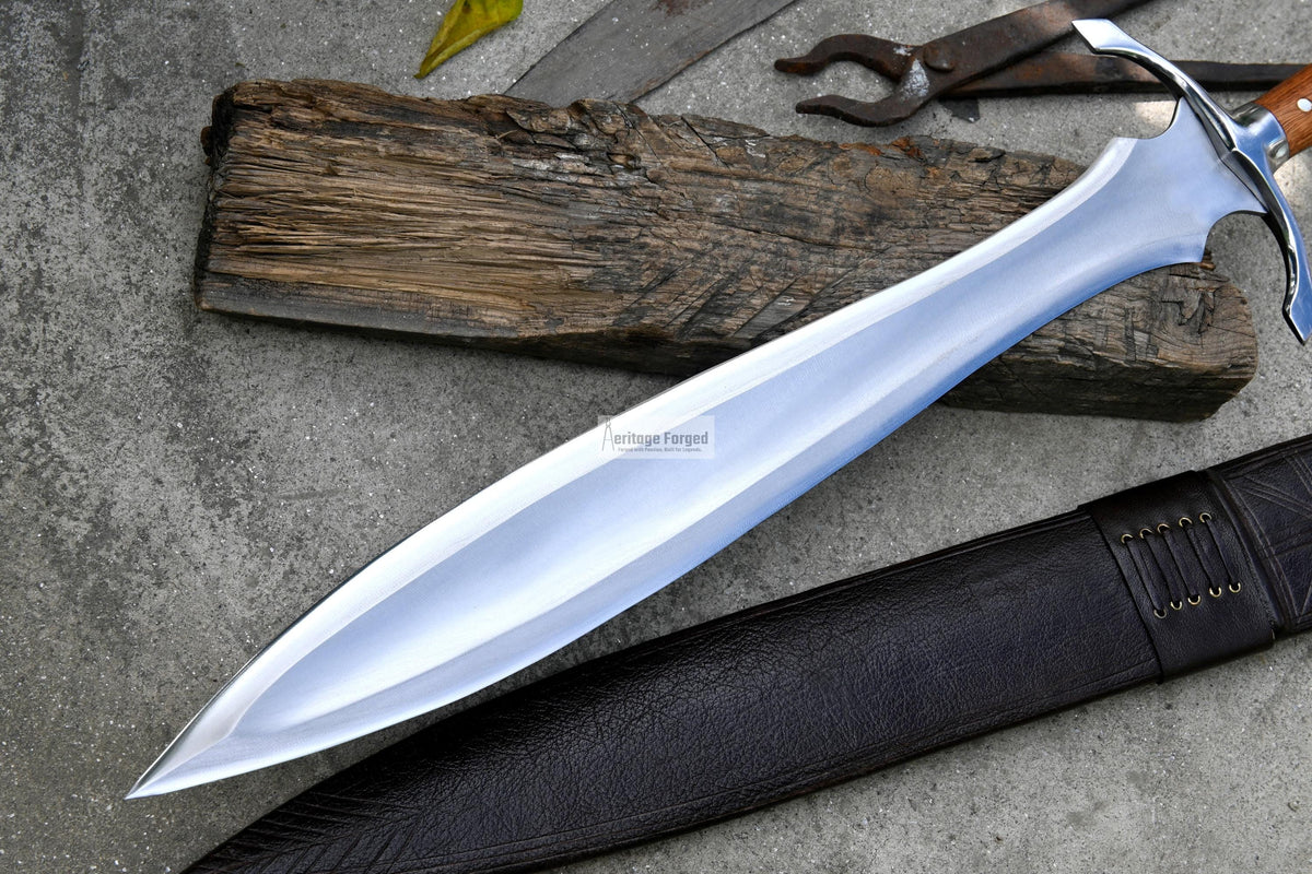 CELTIC LEAF SWORD / 21 inches Long Blade hand forged Sword/Leaf spring of truck/White wood Handle/Sharpen/Tempered/Ready to use/knife/knives