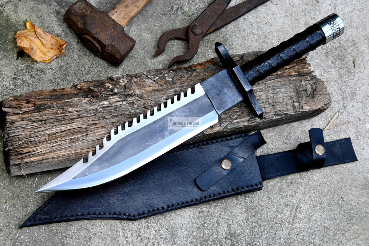 RAMBO PART II / Rambo first Blood knife/ Hand forged knife/Made from leaf spring/ Tempered/ Sharpen/Ready to use /Movie knife /hunting