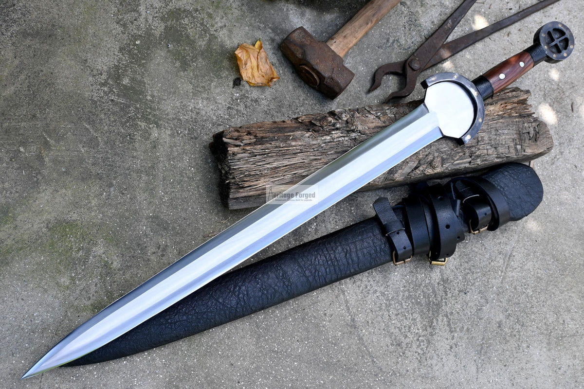 GREEK XIPHOS/ 24 inches Long Blade hand forged historical Sword/Leaf spring of truck/Wooden Handle/Custom forged sword