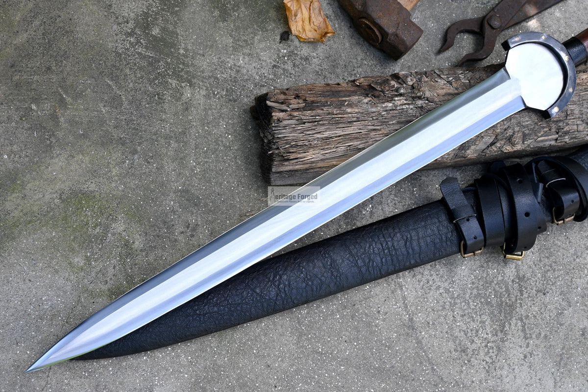 GREEK XIPHOS/ 24 inches Long Blade hand forged historical Sword/Leaf spring of truck/Wooden Handle/Custom forged sword