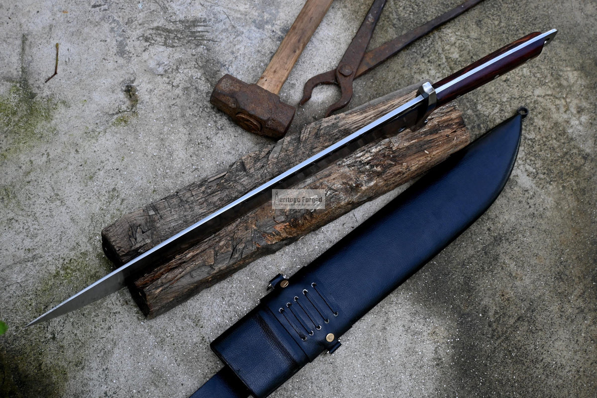 JUNGLE MACHETE / Large Jungle Clever/19 inches Long Blade Heavy duties machete/ Full tang/ Leaf spring of truck/ Tempered/Sharpen/Working