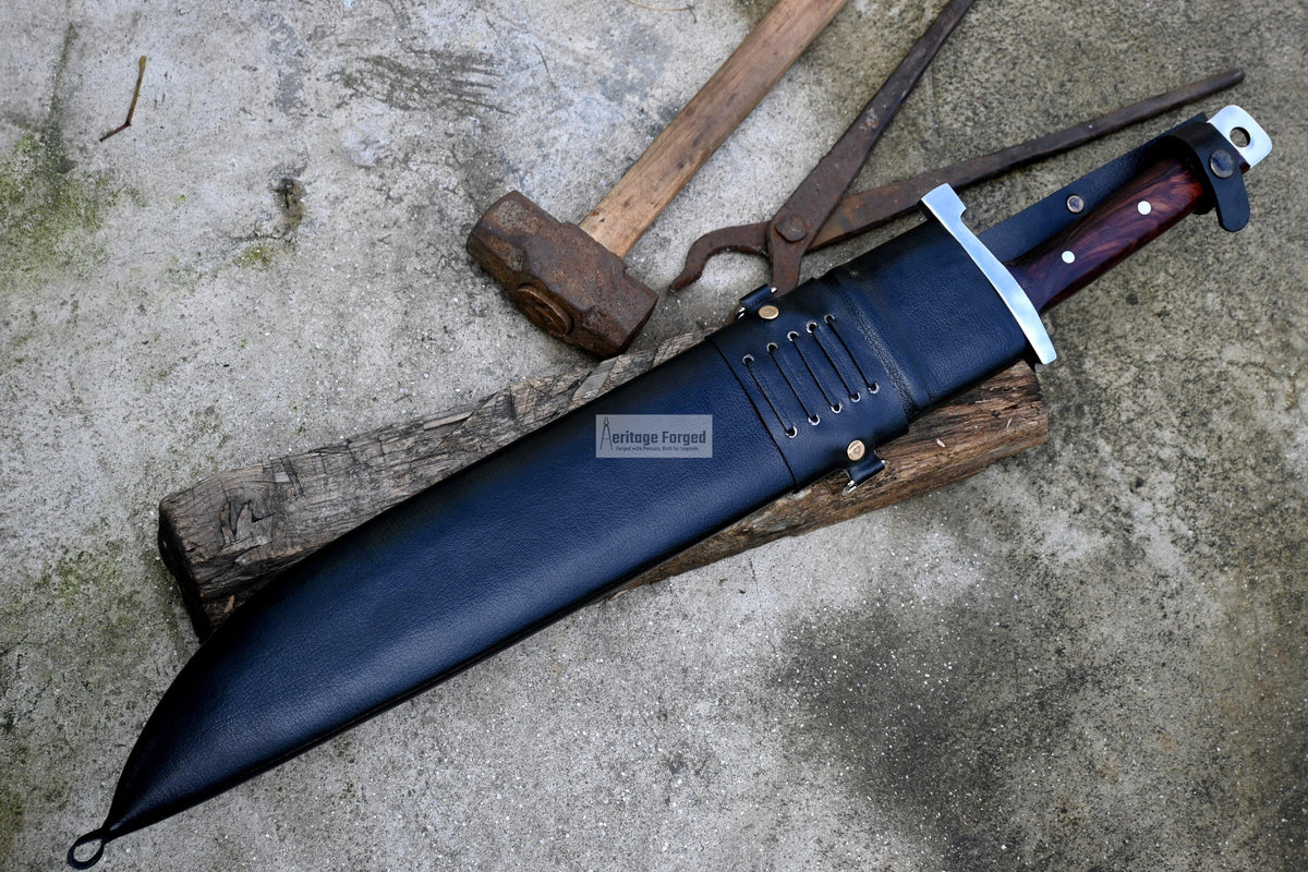 JUNGLE MACHETE / Large Jungle Clever/19 inches Long Blade Heavy duties machete/ Full tang/ Leaf spring of truck/ Tempered/Sharpen/Working