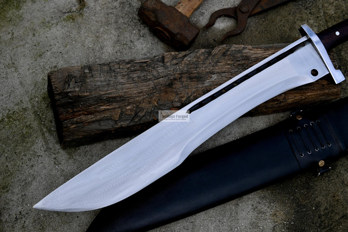 JUNGLE MACHETE / Large Jungle Clever/19 inches Long Blade Heavy duties machete/ Full tang/ Leaf spring of truck/ Tempered/Sharpen/Working