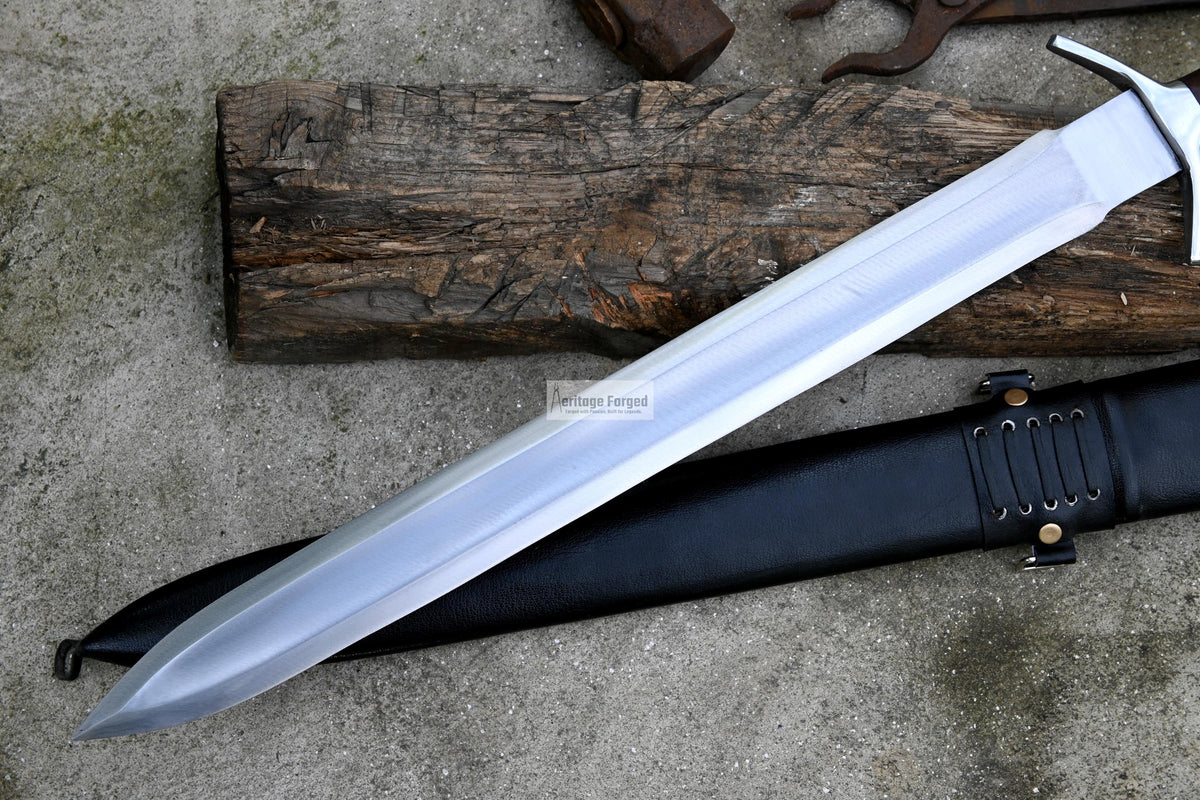 MINI VIKING SWORD/19 inches Long Blade hand forged Sword/Leaf spring of truck/Rosewood Handle/Sharpen/Tempered/Ready to use/knife/knives