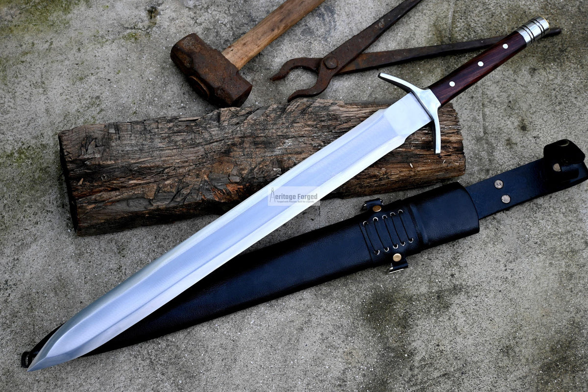 MINI VIKING SWORD/19 inches Long Blade hand forged Sword/Leaf spring of truck/Rosewood Handle/Sharpen/Tempered/Ready to use/knife/knives