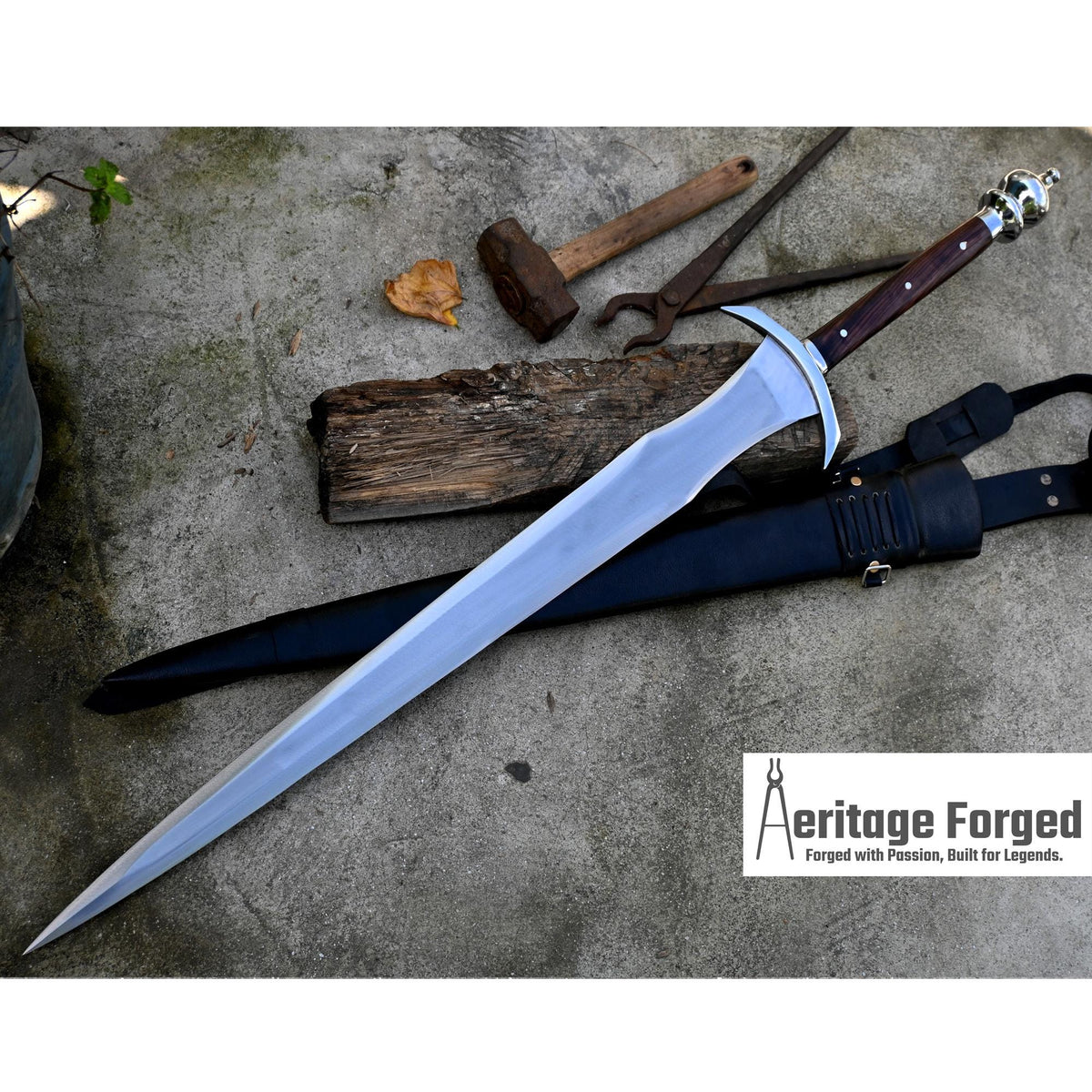 LARGE ACHILLES SWORD/29 inches Long Blade hand forged Sword/Leaf spring of truck/Rosewood Handle/Sharpen/Tempered/Ready to use/knife/knives