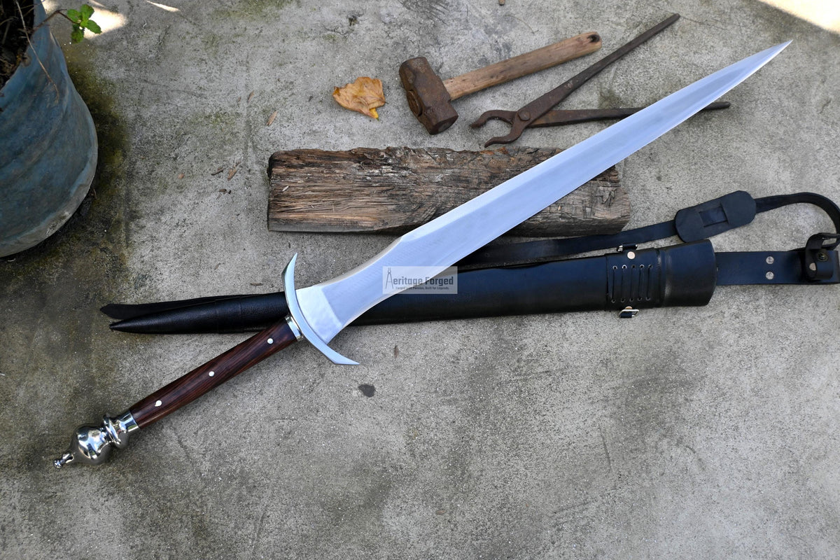 LARGE ACHILLES SWORD/29 inches Long Blade hand forged Sword/Leaf spring of truck/Rosewood Handle/Sharpen/Tempered/Ready to use/knife/knives