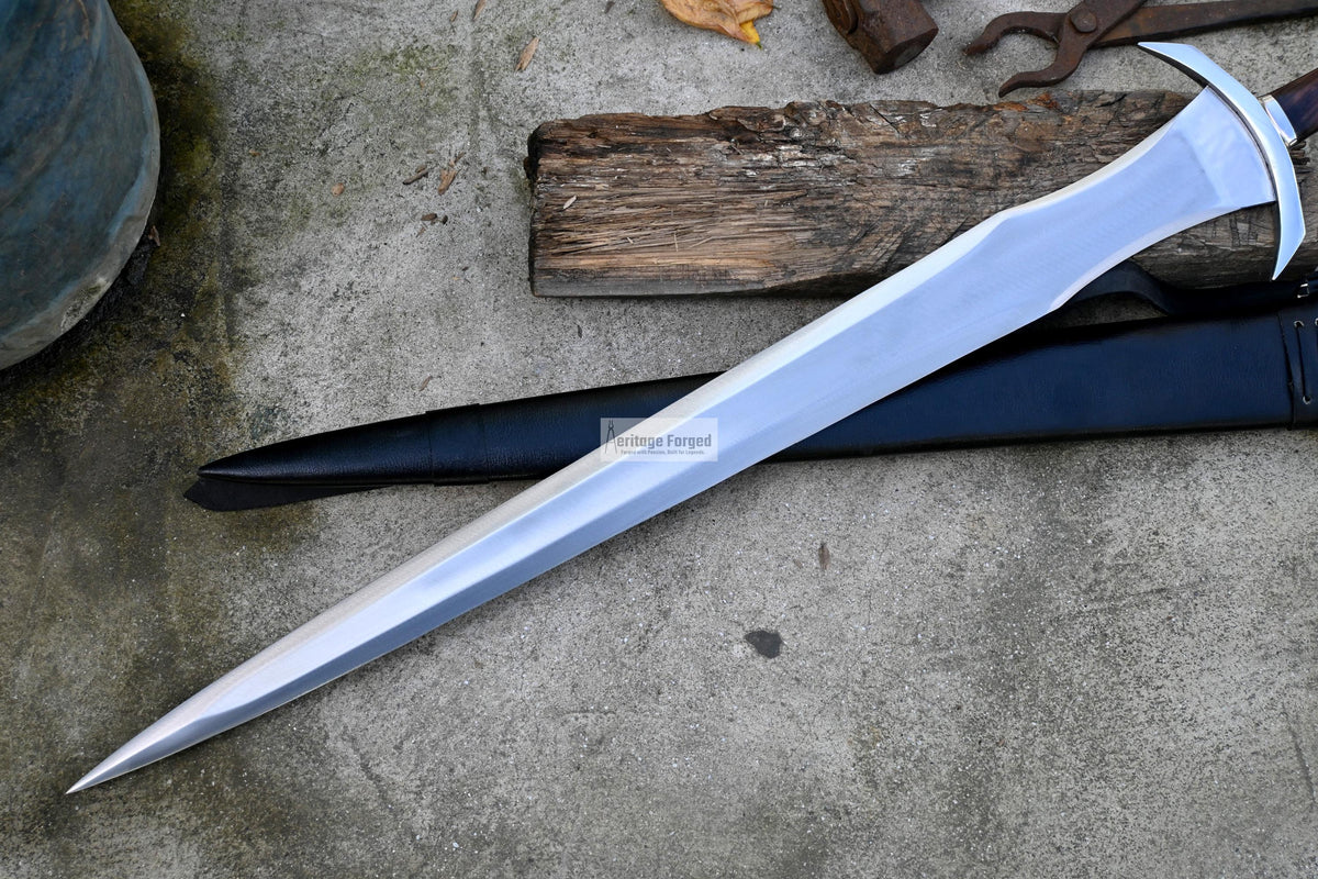 LARGE ACHILLES SWORD/29 inches Long Blade hand forged Sword/Leaf spring of truck/Rosewood Handle/Sharpen/Tempered/Ready to use/knife/knives