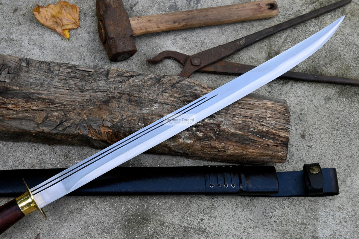 DRAGON TOOTH SWORD/20 inches Long Blade hand forged Sword/Leaf spring of truck/Rosewood Handle/Sharpen/Tempered/Ready to use/knife/knives