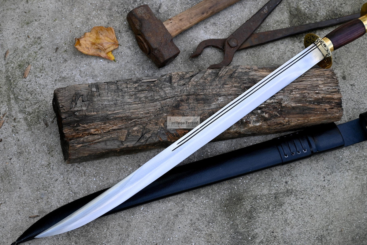DRAGON TOOTH SWORD/20 inches Long Blade hand forged Sword/Leaf spring of truck/Rosewood Handle/Sharpen/Tempered/Ready to use/knife/knives