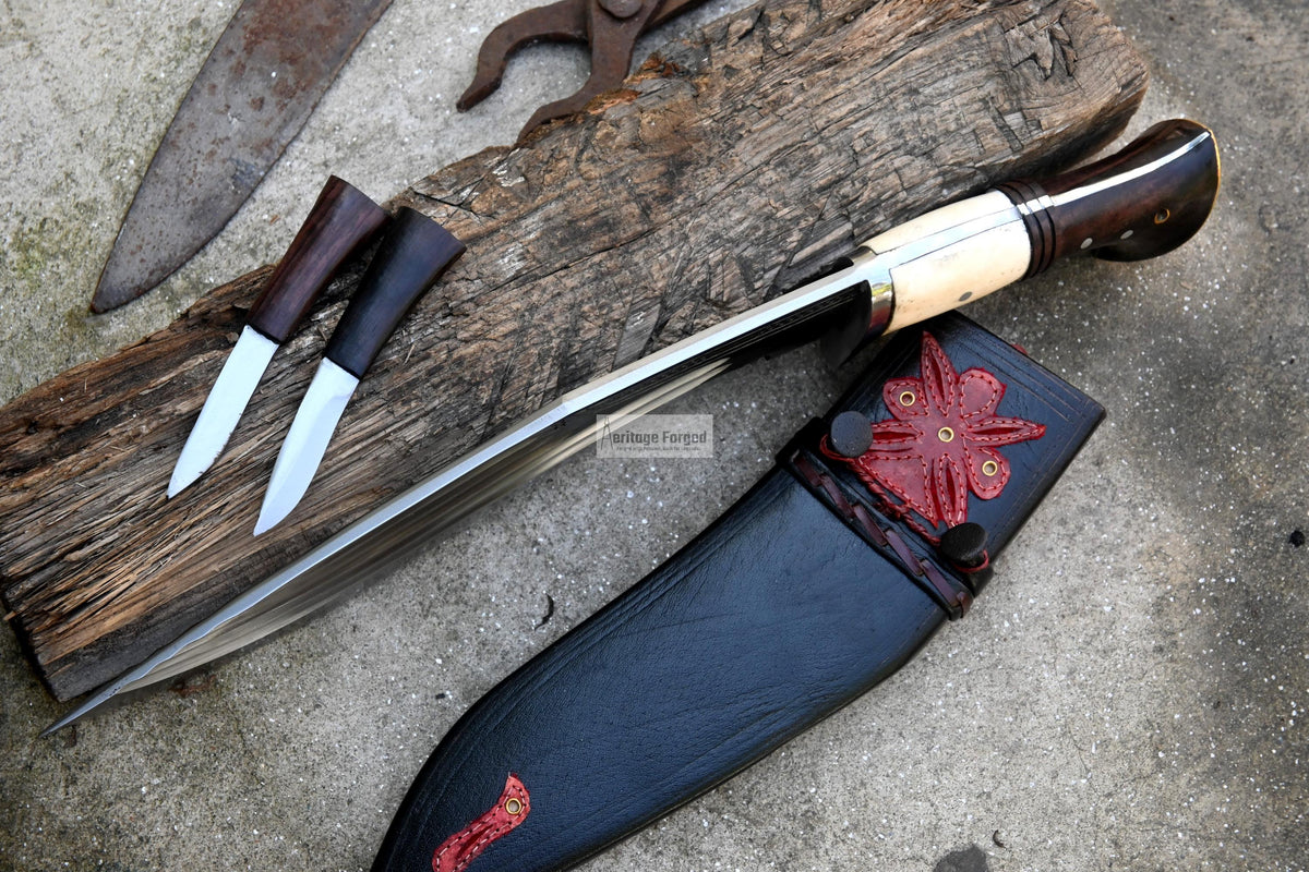 CHIRRA KHUKURI / Large kukri Machete/ 12 inches Long Blade Heavy duties machete/ Full tang/ Leaf spring of truck/ Tempered/Sharpen/Working