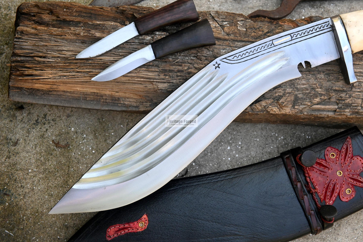 CHIRRA KHUKURI / Large kukri Machete/ 12 inches Long Blade Heavy duties machete/ Full tang/ Leaf spring of truck/ Tempered/Sharpen/Working