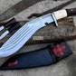 CHIRRA KHUKURI / Large kukri Machete/ 12 inches Long Blade Heavy duties machete/ Full tang/ Leaf spring of truck/ Tempered/Sharpen/Working