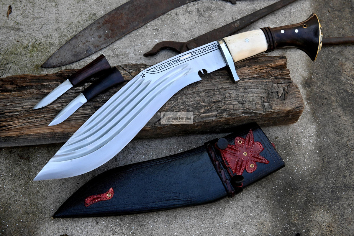 CHIRRA KHUKURI / Large kukri Machete/ 12 inches Long Blade Heavy duties machete/ Full tang/ Leaf spring of truck/ Tempered/Sharpen/Working