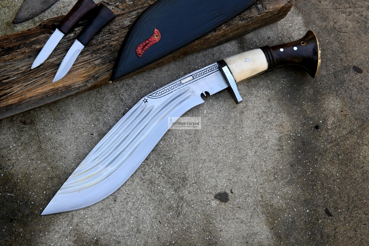 CHIRRA KHUKURI / Large kukri Machete/ 12 inches Long Blade Heavy duties machete/ Full tang/ Leaf spring of truck/ Tempered/Sharpen/Working