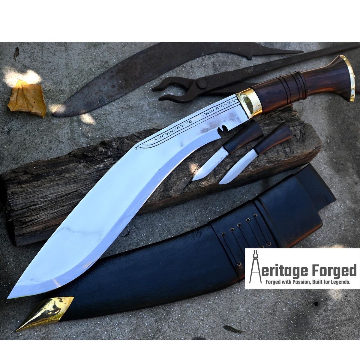 TRADITIONAL KHUKURI / Large kukri Machete/ 18 inches Long Blade Heavy machete/ Full tang/ Leaf spring of truck/ Tempered/Sharpen/Working