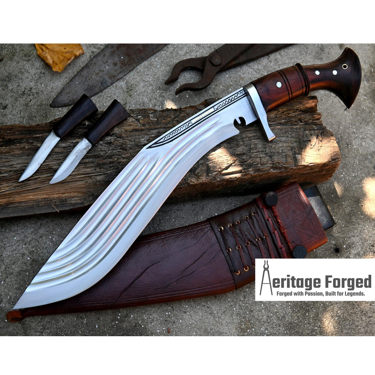 SPECIAL KHUKURI / Large kukri Machete/ 14 inches Long Blade Heavy machete/ Full tang/ Leaf spring of truck/ Tempered/Sharpen/Working