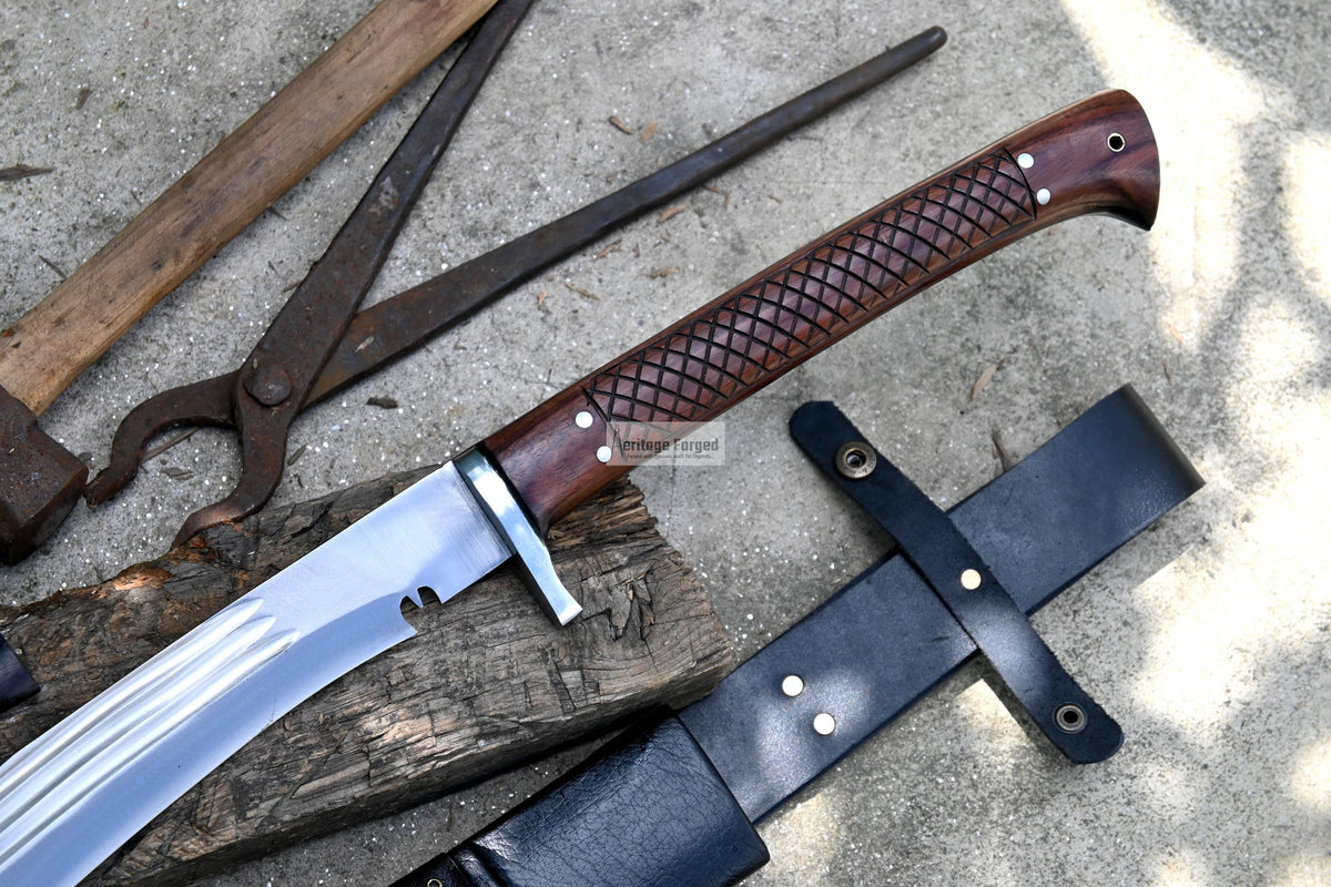 KHUKURI SWORD/ Large kukri Machete/ 21 inches Long Blade Heavy machete/ Full tang/ Leaf spring of truck/ Tempered/Sharpen/Working