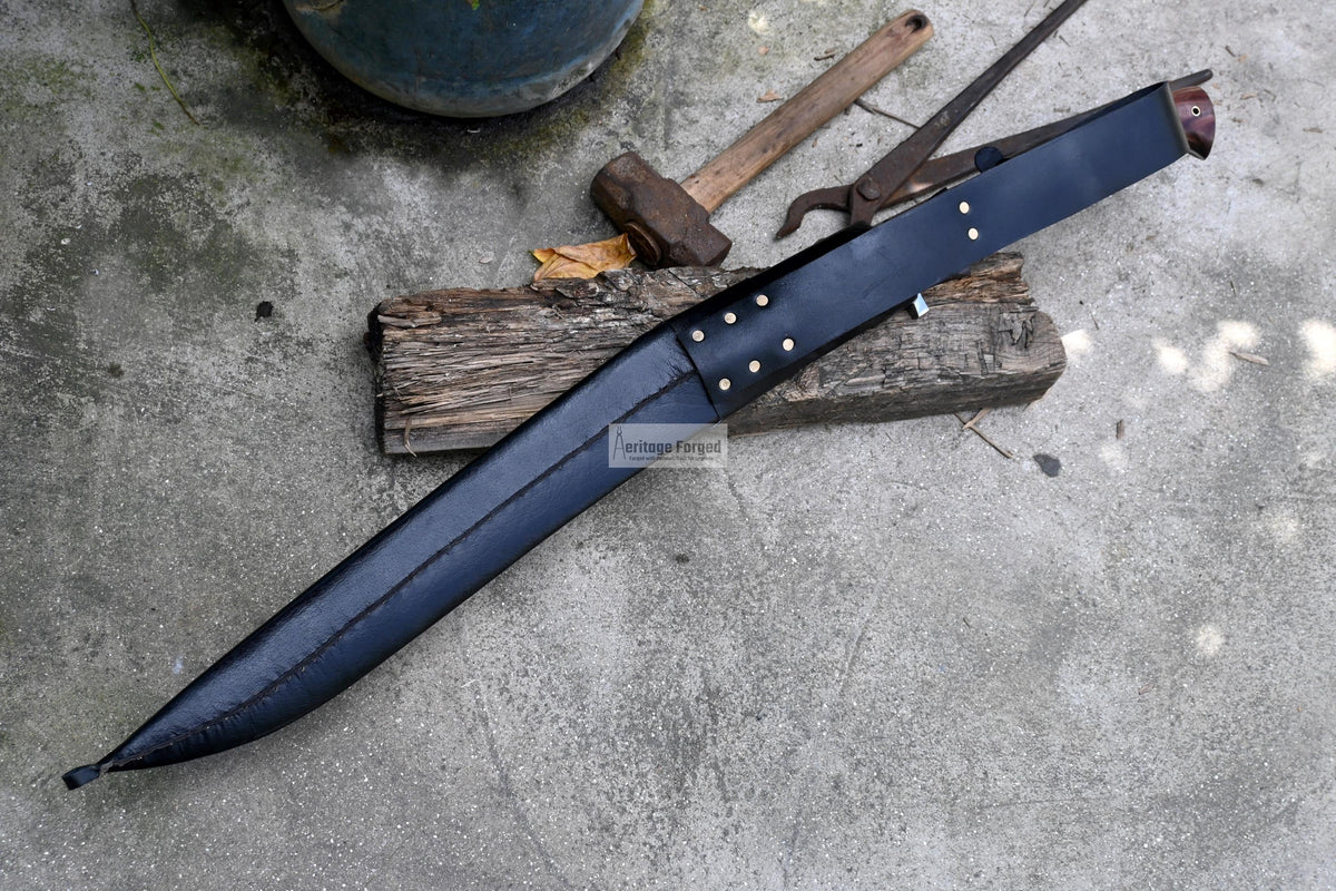 KHUKURI SWORD/ Large kukri Machete/ 21 inches Long Blade Heavy machete/ Full tang/ Leaf spring of truck/ Tempered/Sharpen/Working