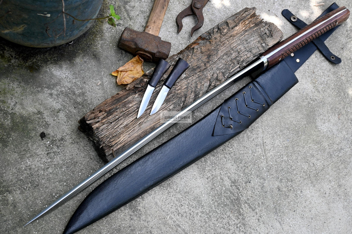KHUKURI SWORD/ Large kukri Machete/ 21 inches Long Blade Heavy machete/ Full tang/ Leaf spring of truck/ Tempered/Sharpen/Working